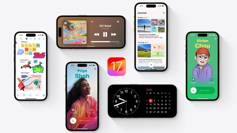 iPhones with different screen images