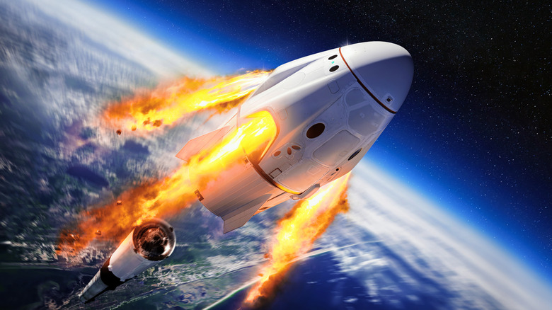 SpaceX rocket breaking the atmosphere