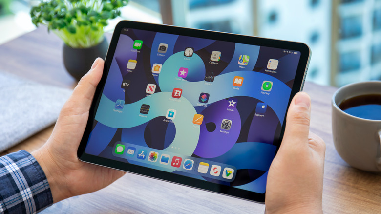 a person holding iPad in hands