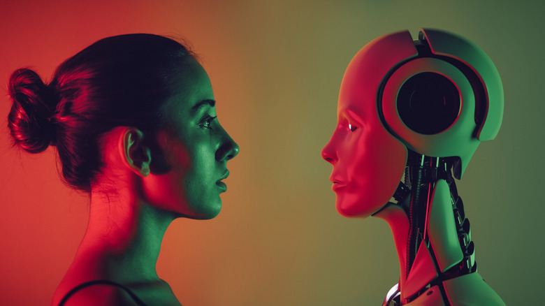 a woman and a robot