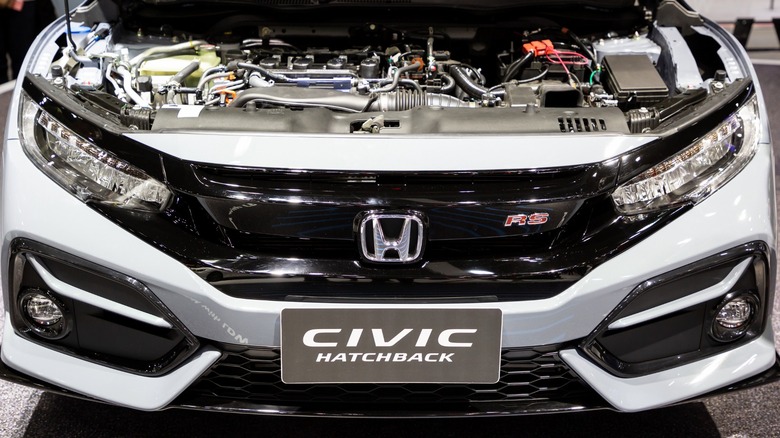 Honda Civic with an open engine bay