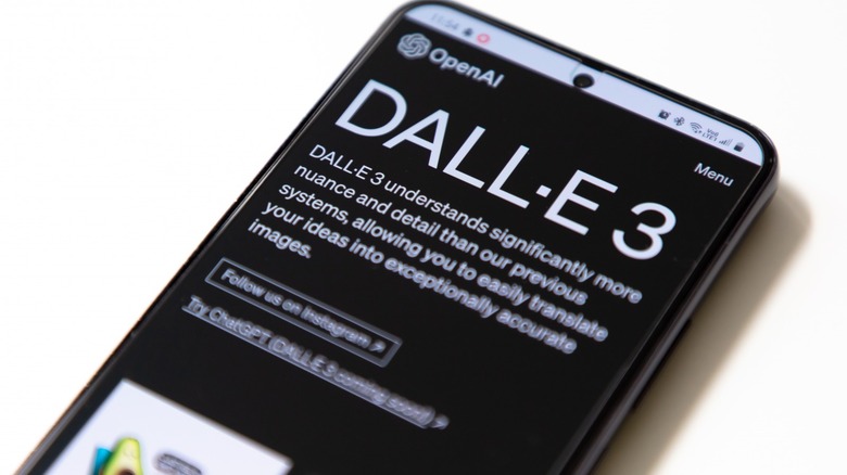 DALL-E website on a phone