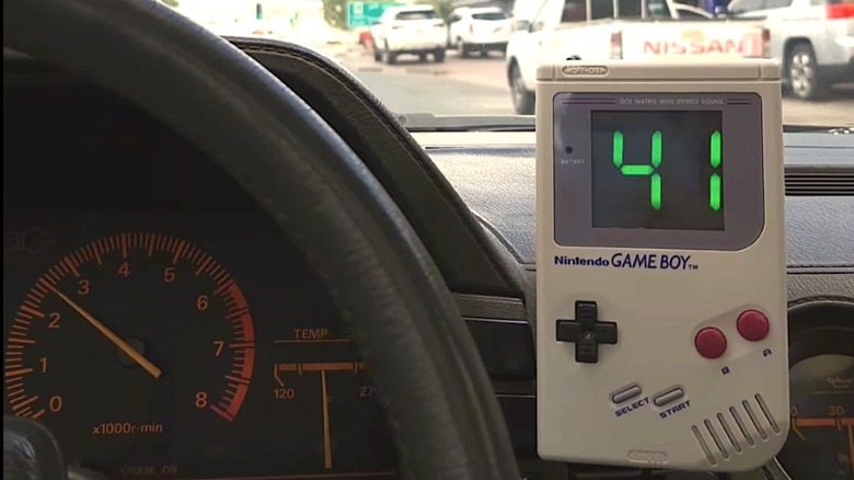 mounted Game Boy speedometer