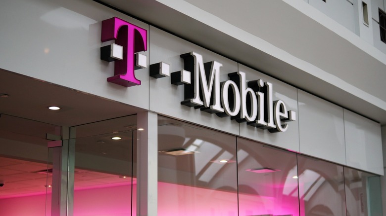 T-Mobile store front with emphasis on its logo