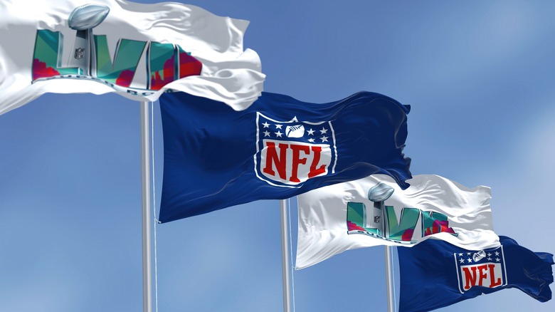 NFL flag with Super Bowl flags